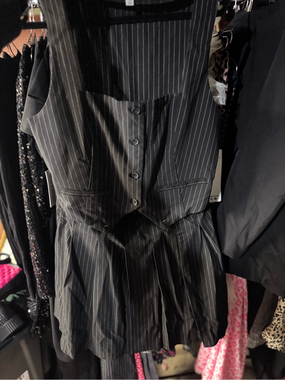 Madden Girl Black Pinstripe Vest Dress halloween costume idea gangster
